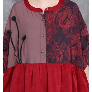 3D Applique High Waist Loose Silk Shift Dress