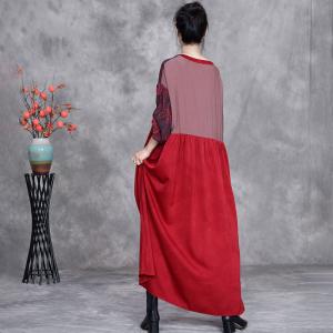 3D Applique High Waist Loose Silk Shift Dress