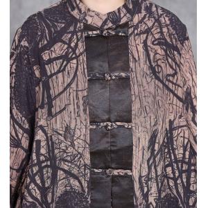 Flowing Chinese Pankou Tunic with Printed Silk Pants