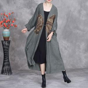 Butterfly Pattern Silky Midi Cardigan