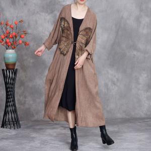 Butterfly Pattern Silky Midi Cardigan
