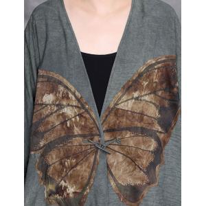 Butterfly Pattern Silky Midi Cardigan