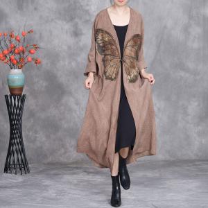 Butterfly Pattern Silky Midi Cardigan