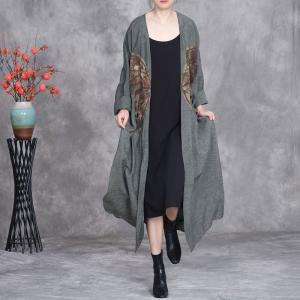 Butterfly Pattern Silky Midi Cardigan