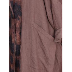 Oversized Coffee Printed Linen Cocoon Cardigan