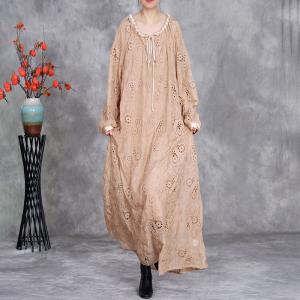 Lace Embroidery Sheer Maxi Boho Dress with A Camisole Dress