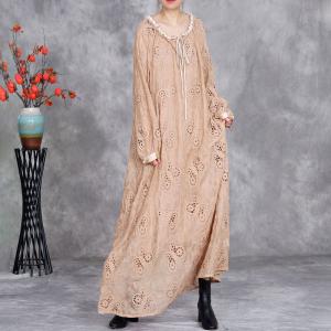 Lace Embroidery Sheer Maxi Boho Dress with A Camisole Dress