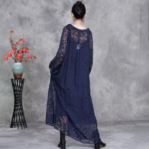 Lace Embroidery Sheer Maxi Boho Dress with A Camisole Dress