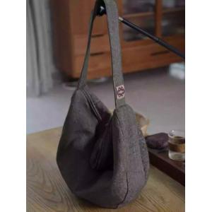 Folk Style Cotton Linen Plain Crossbody Side Bag