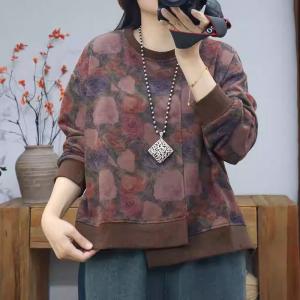 Rose Patterns Cotton Oversized Sweatshirt