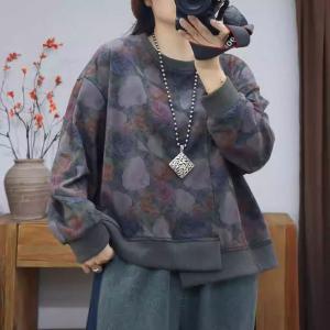 Rose Patterns Cotton Oversized Sweatshirt