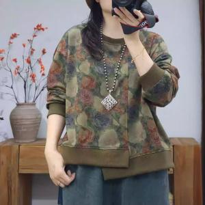 Rose Patterns Cotton Oversized Sweatshirt