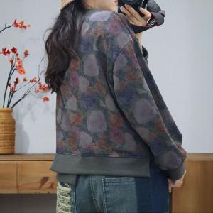 Rose Patterns Cotton Oversized Sweatshirt