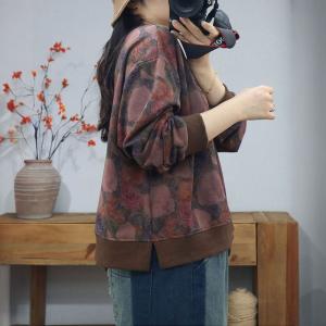 Rose Patterns Cotton Oversized Sweatshirt