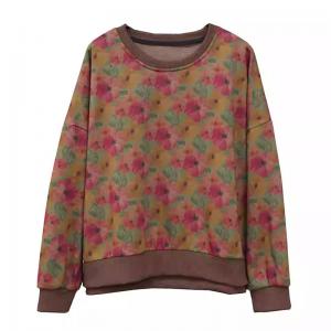 Casual Flowers Printed Cotton Hoodless Sweatshirt