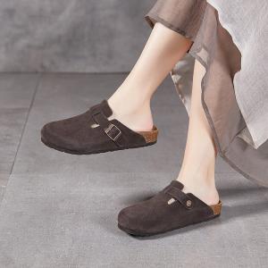 Suede Leather Unisex Cozy Flat Clogs