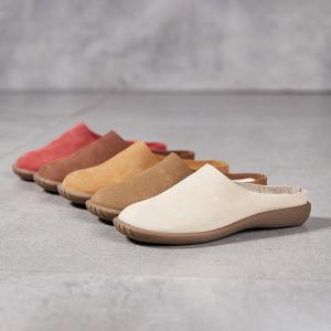 Round Toe Leather Beach Flat Slippers