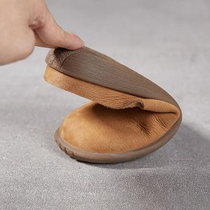 Round Toe Leather Beach Flat Slippers