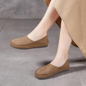Granny Style Wide Toe Leather Work Comfy Shoes