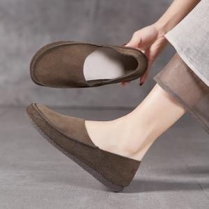 Granny Style Wide Toe Leather Work Comfy Shoes