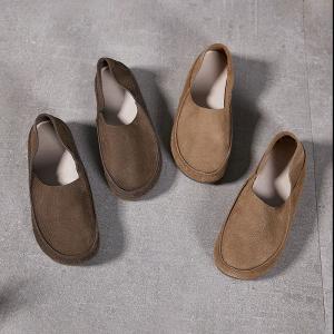 Granny Style Wide Toe Leather Work Comfy Shoes