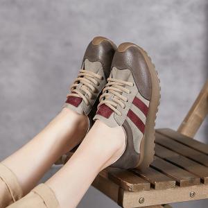 Sports Style Leather Casual Dad Sneakers