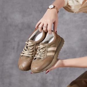 Sports Style Leather Casual Dad Sneakers