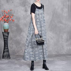 Folk Patterned Loose Summer Slip Dress