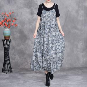 Folk Patterned Loose Summer Slip Dress