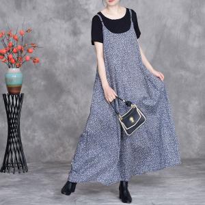 Summer Beach Floral Blue Slip Dress