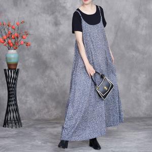 Summer Beach Floral Blue Slip Dress