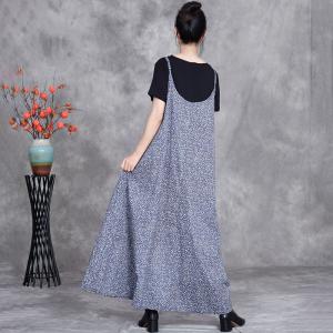 Summer Beach Floral Blue Slip Dress