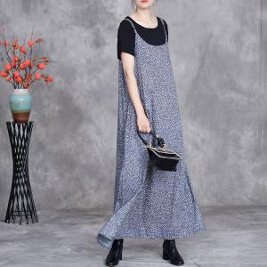 Summer Beach Floral Blue Slip Dress