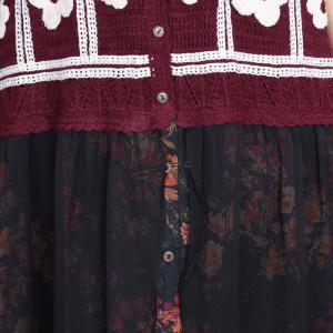 White Flowers Patchwork Kitting Flowing Vest Dress