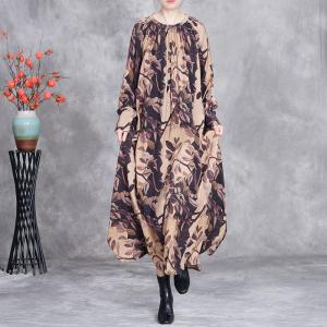 Spring Loose Printed Silky A-Line Dress