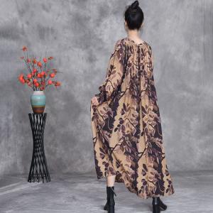 Spring Loose Printed Silky A-Line Dress