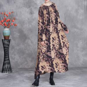 Spring Loose Printed Silky A-Line Dress