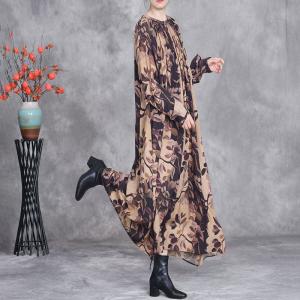 Spring Loose Printed Silky A-Line Dress