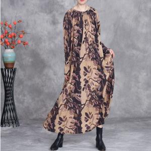 Spring Loose Printed Silky A-Line Dress