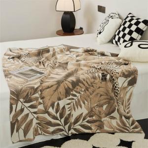 Cheetah and Leaf Patterned Soft Blanket Throw