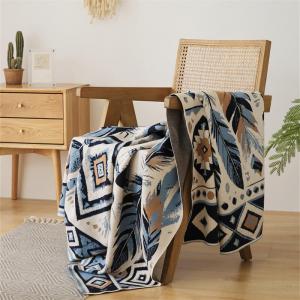 Boho Chic Blue Patterned Office Blanket