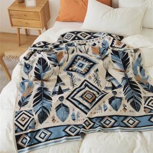 Boho Chic Blue Patterned Office Blanket