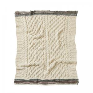 Beige and Gray Chunky Cable Knit Blanket