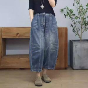 90s Fashion Pleated High Rise Ankle Jeans