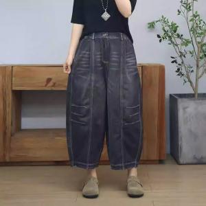 90s Fashion Pleated High Rise Ankle Jeans