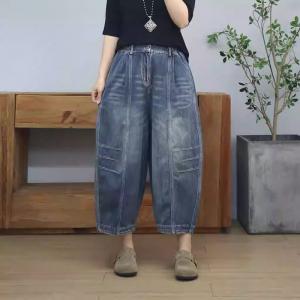 90s Fashion Pleated High Rise Ankle Jeans