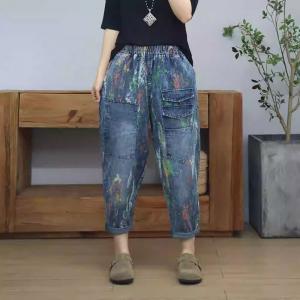 Colorful Graffiti Front Pockets Tapered Jeans