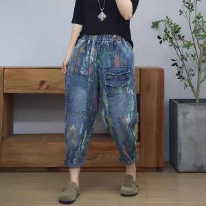 Colorful Graffiti Front Pockets Tapered Jeans