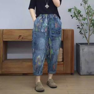 Colorful Graffiti Front Pockets Tapered Jeans