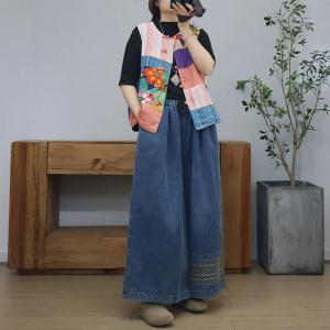 Frog Buttons Cotton Linen Folk Waistcoat